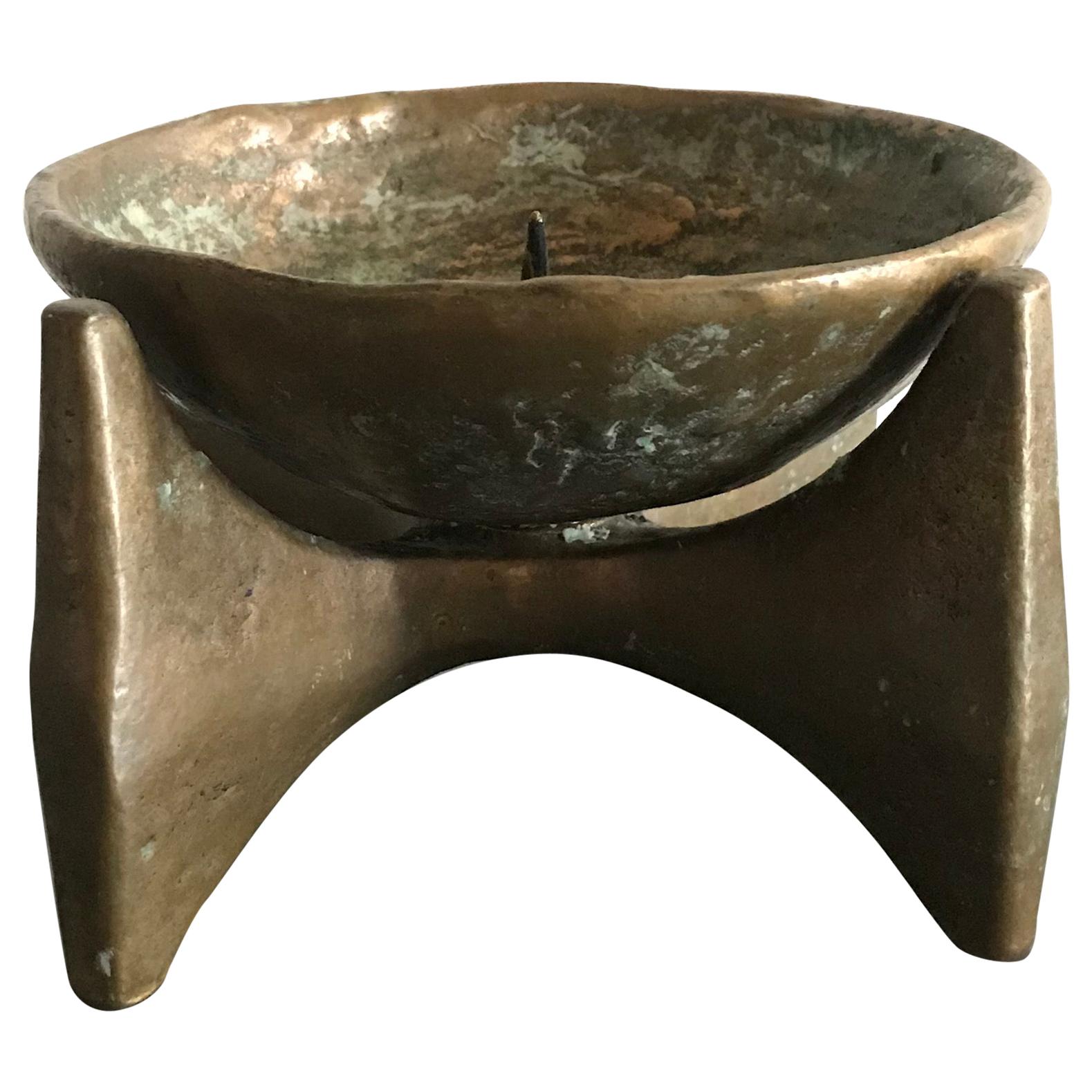 France Solid Bronze 1950s Candleholder For Sale