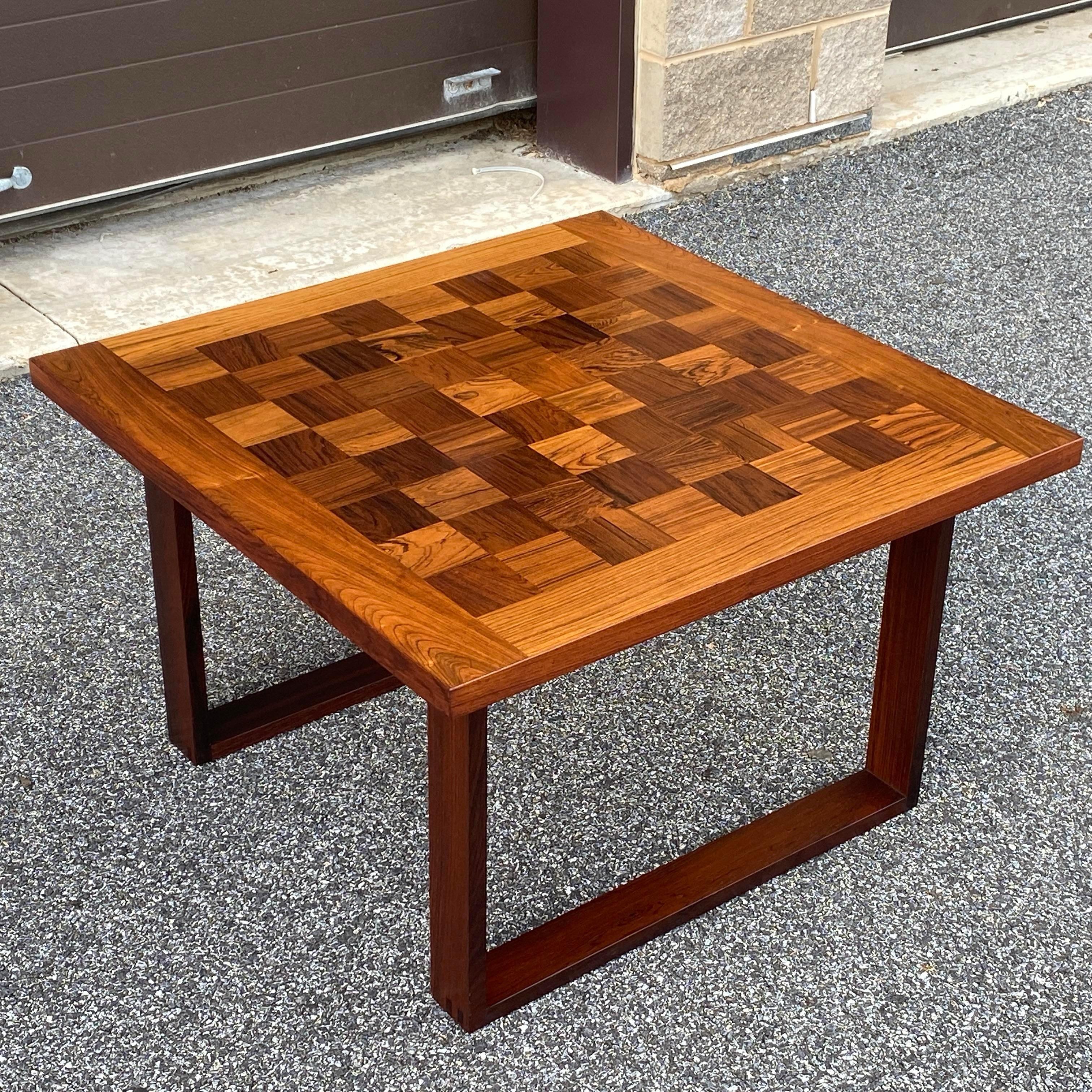 Scandinavian Modern France & Son Danish Modern Rosewood Chessboard Coffee Table by Poul Cadovius For Sale