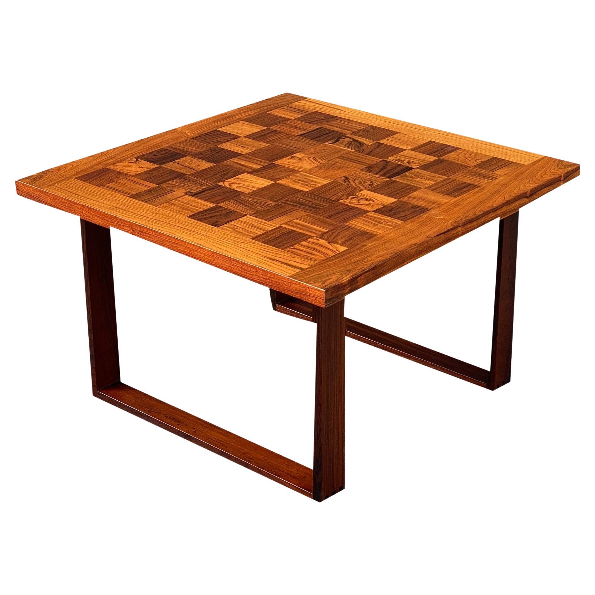 France & Son Danish Modern Rosewood Chessboard Coffee Table by Poul Cadovius For Sale