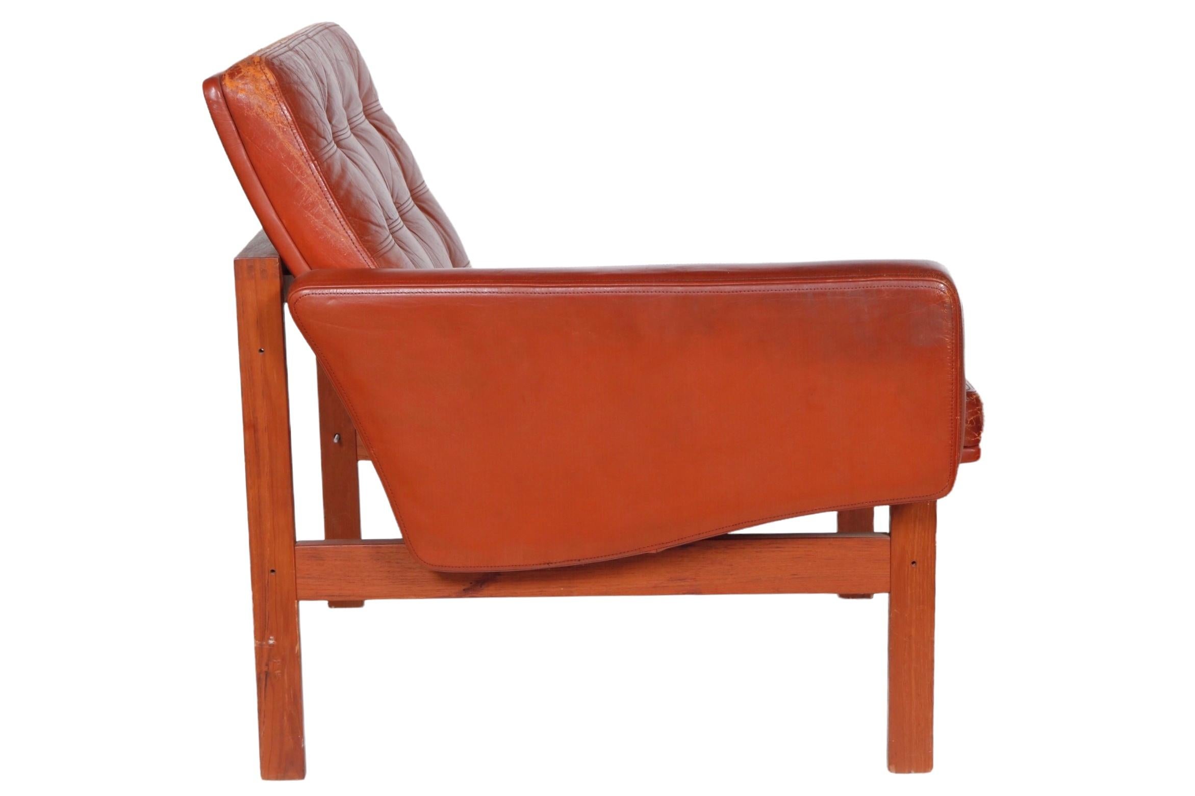 Danish France & Son Moduline Brown Leather Sofa by Gjerlov-Knudsen