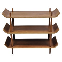 France & Son Sean Dix Horsens Bentwood Three Tier Walnut Bookcase Shelf Stand