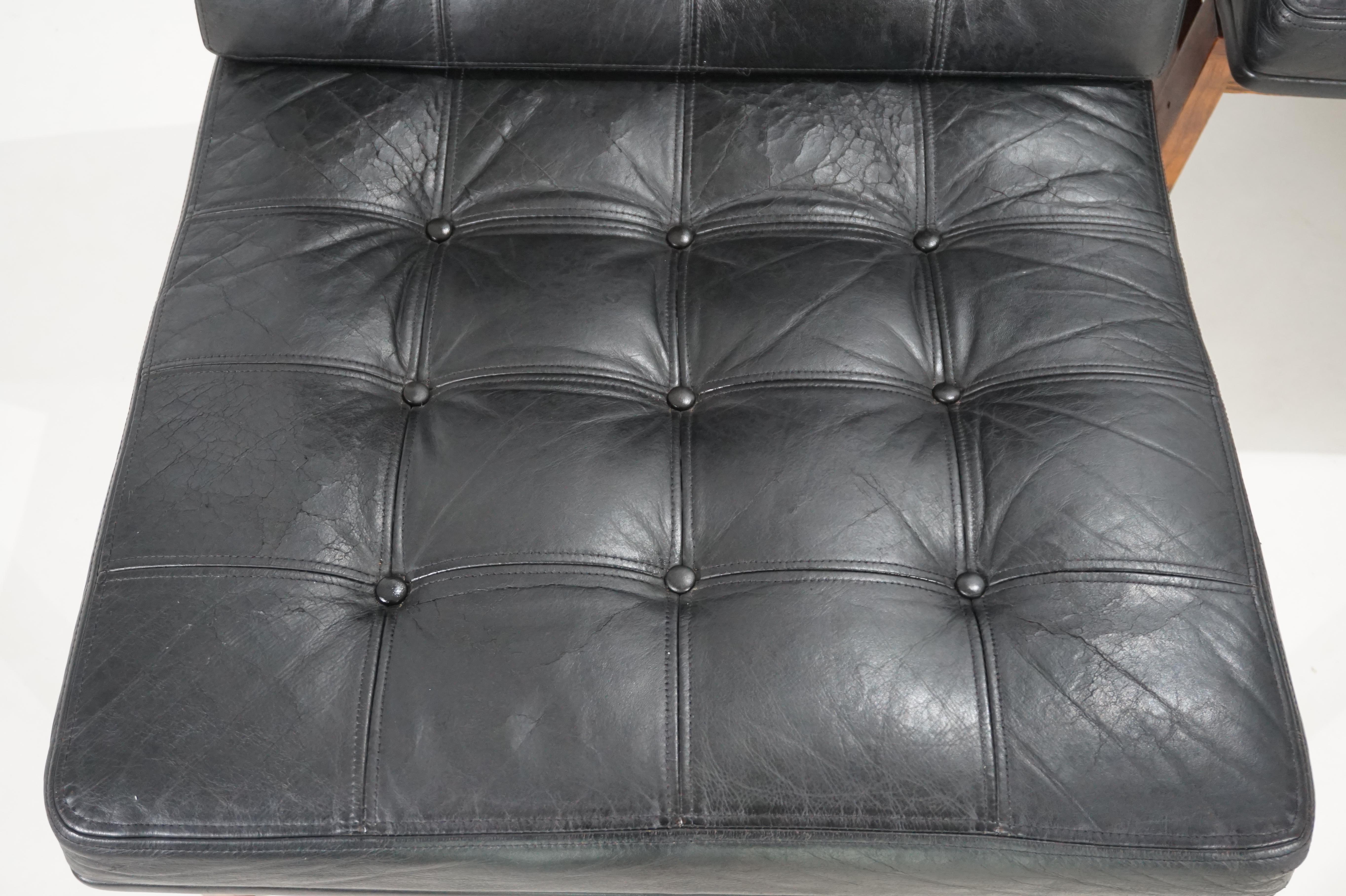 France & Son Juego de 3 sillones modulares de cuero de O. Gjerløv-Knudsen/T. Lind en venta 4