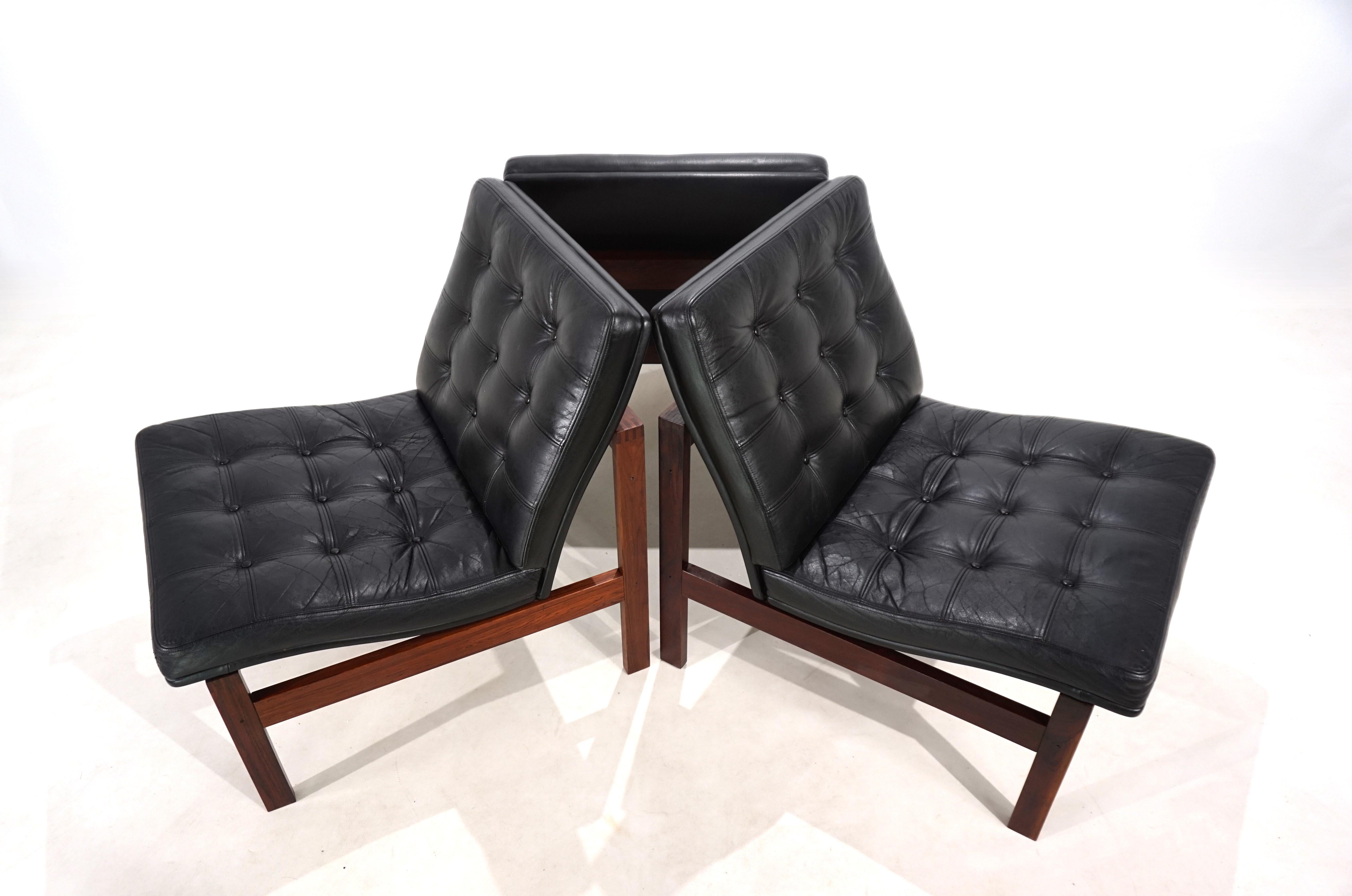 France & Son Juego de 3 sillones modulares de cuero de O. Gjerløv-Knudsen/T. Lind en venta 8
