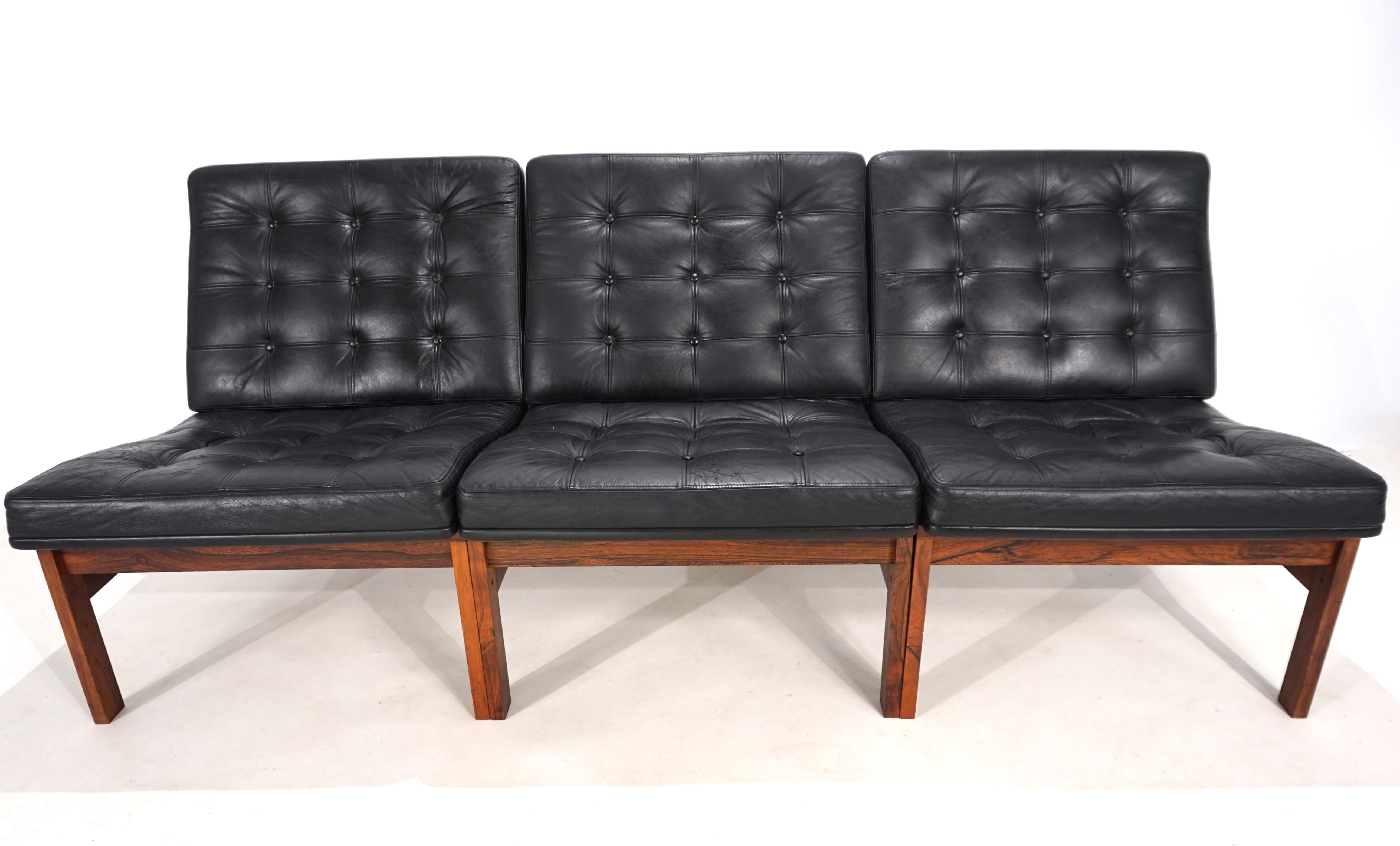 France & Son Juego de 3 sillones modulares de cuero de O. Gjerløv-Knudsen/T. Lind en venta 10