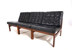 France & Son Set di 3 poltrone modulari in pelle di O. Gjerløv-Knudsen/T. Lind