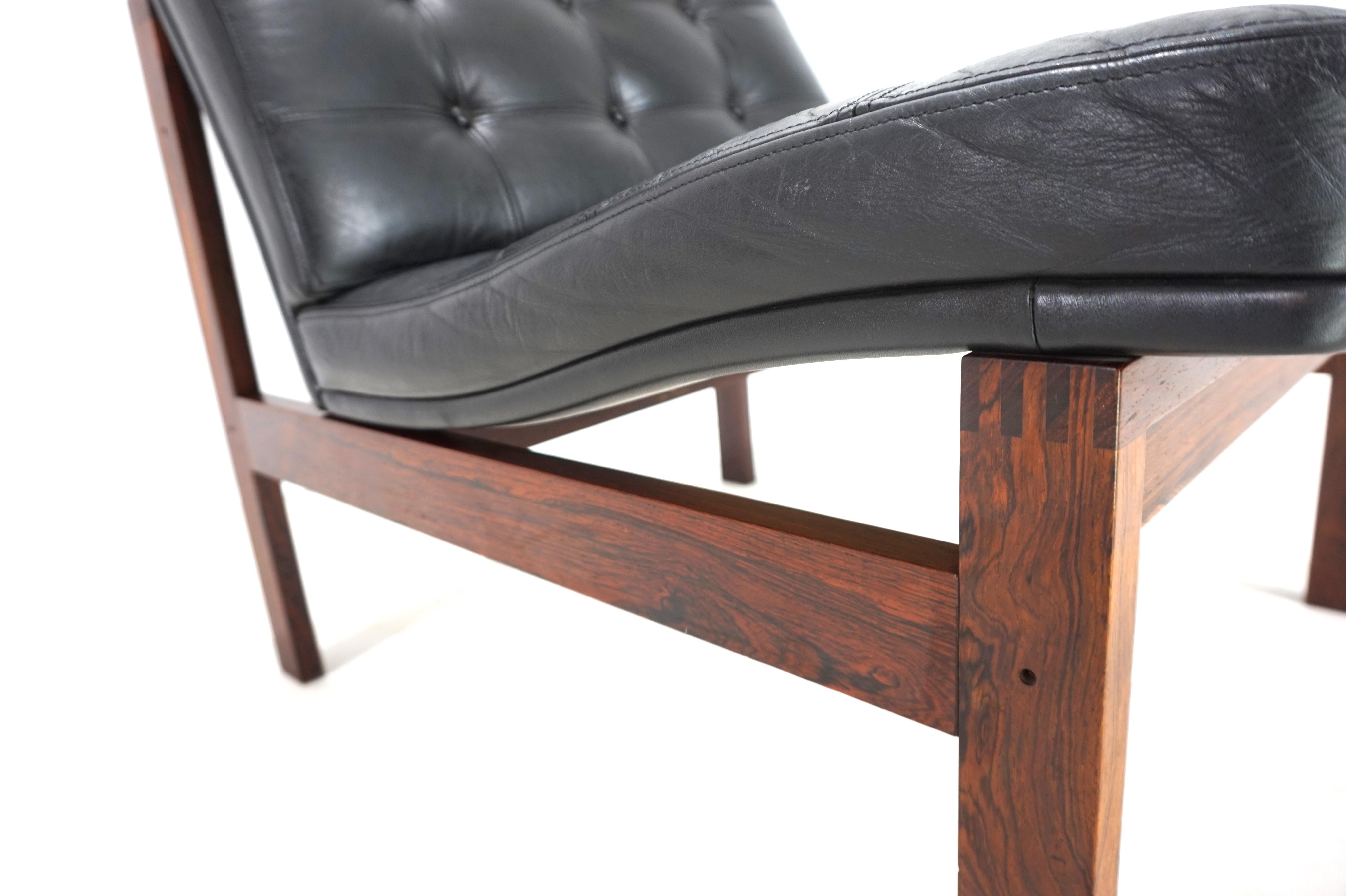 France & Son Juego de 3 sillones modulares de cuero de O. Gjerløv-Knudsen/T. Lind Cuero en venta