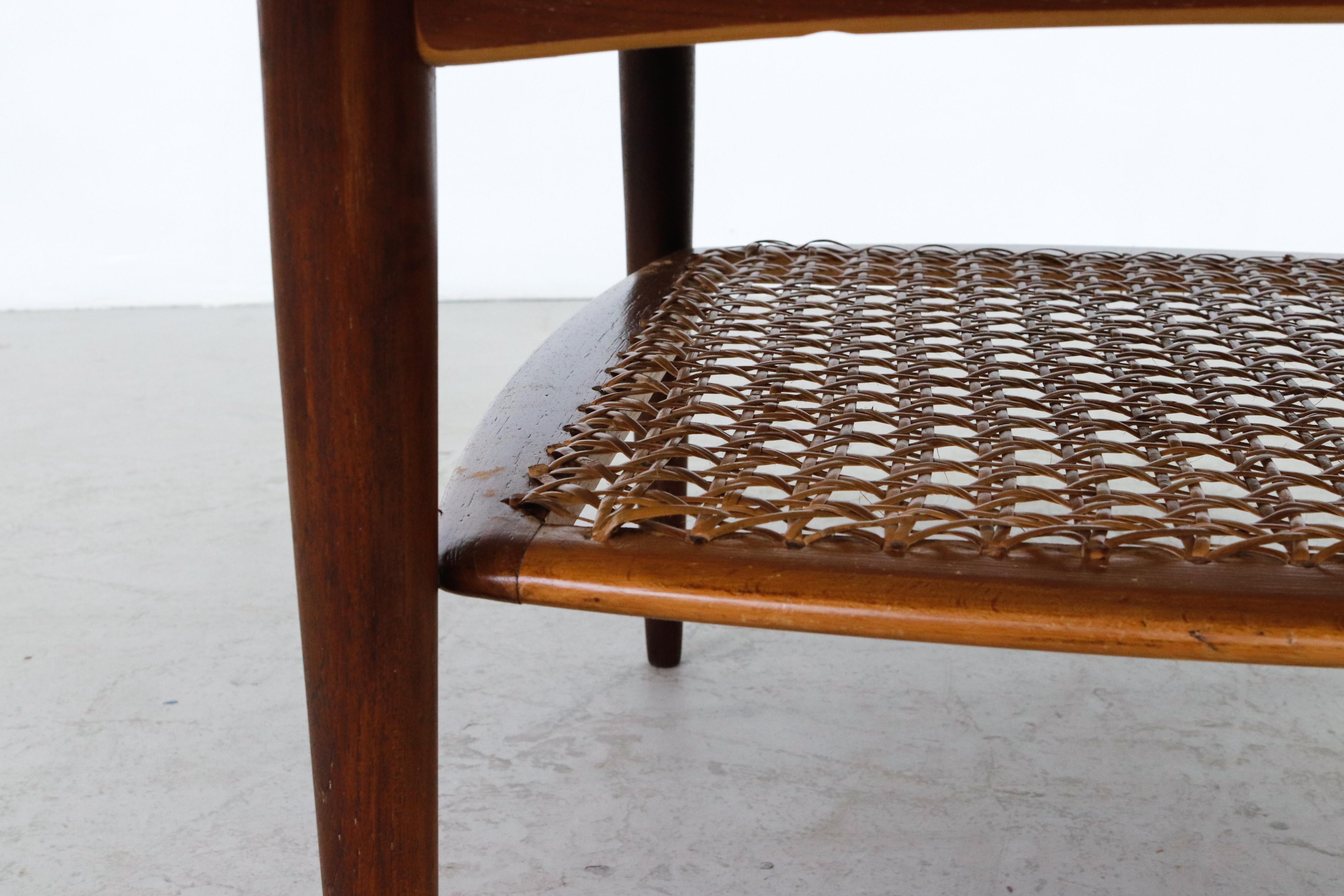 France & Son Teak Coffee Table with Rattan Lower Shelf, 1960's 6