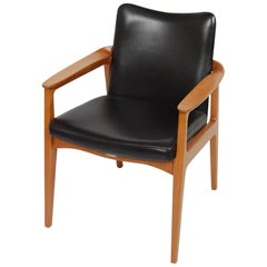 France & Sons Teak & Leather Armchair by Count Sigvard Bernadotte Danish Modern