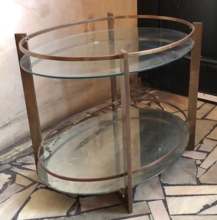 French France Table in Bronze and Glass, 1920 For Sale