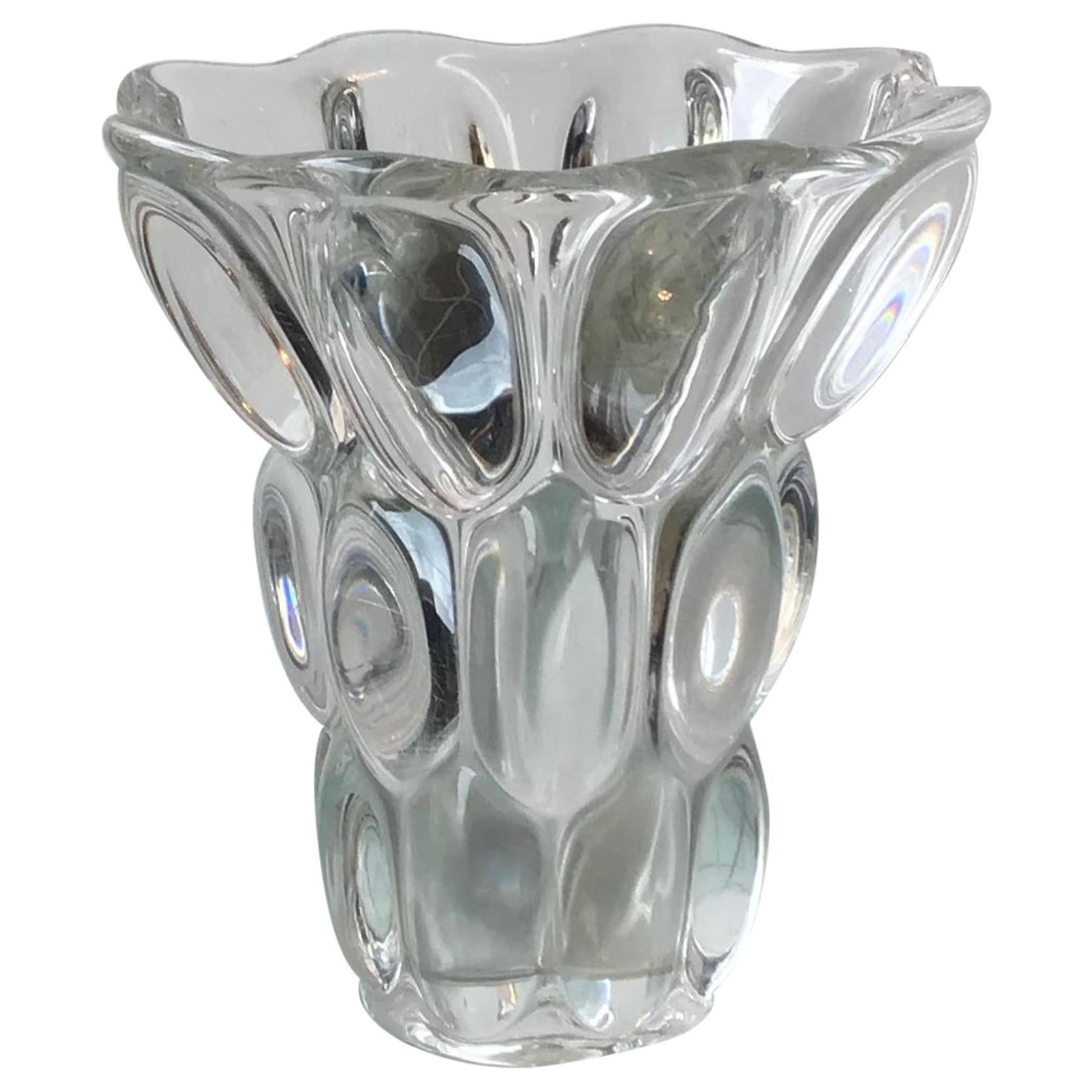 France Vase  Bugnoni, 1940 Glass, France For Sale