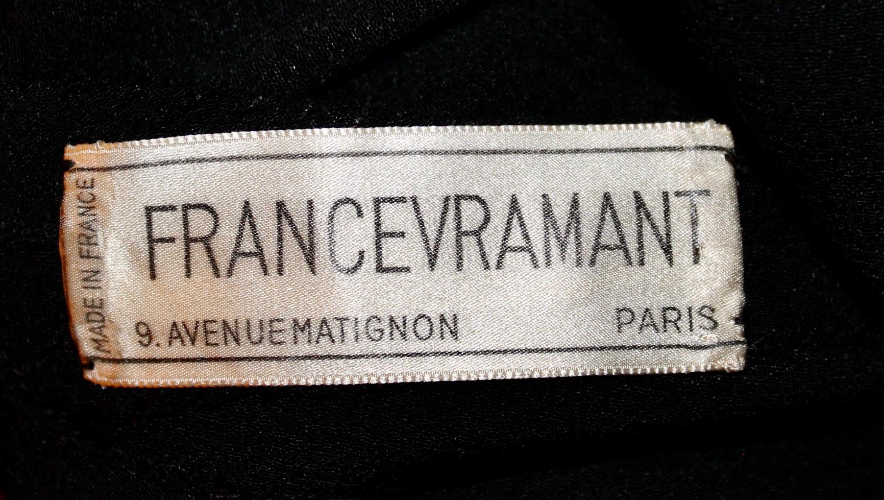 France Vramant - Robe de soirée en crêpe de soie noir, Paris, années 1930  en vente 6