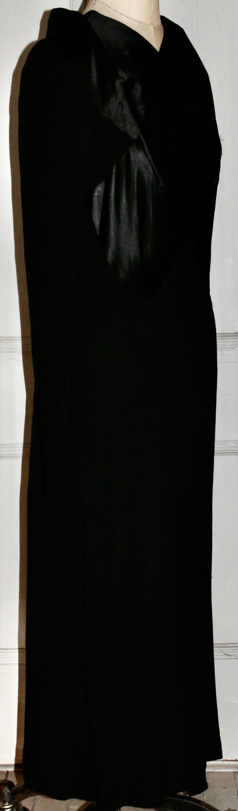 France Vramant Black Crepe Silk Evening Gown, 1930's Paris  For Sale 1