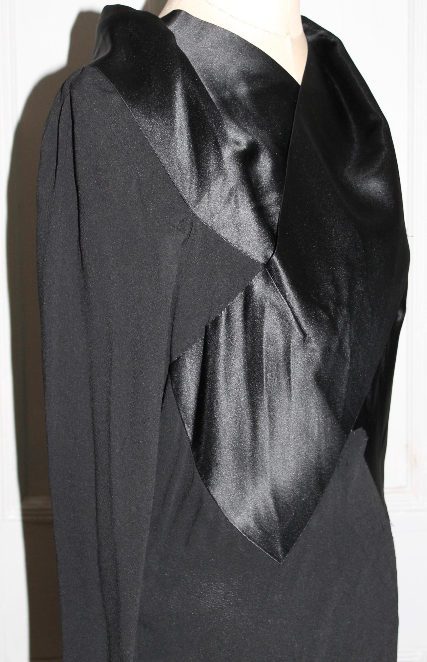 France Vramant Black Crepe Silk Evening Gown, 1930's Paris  For Sale 2