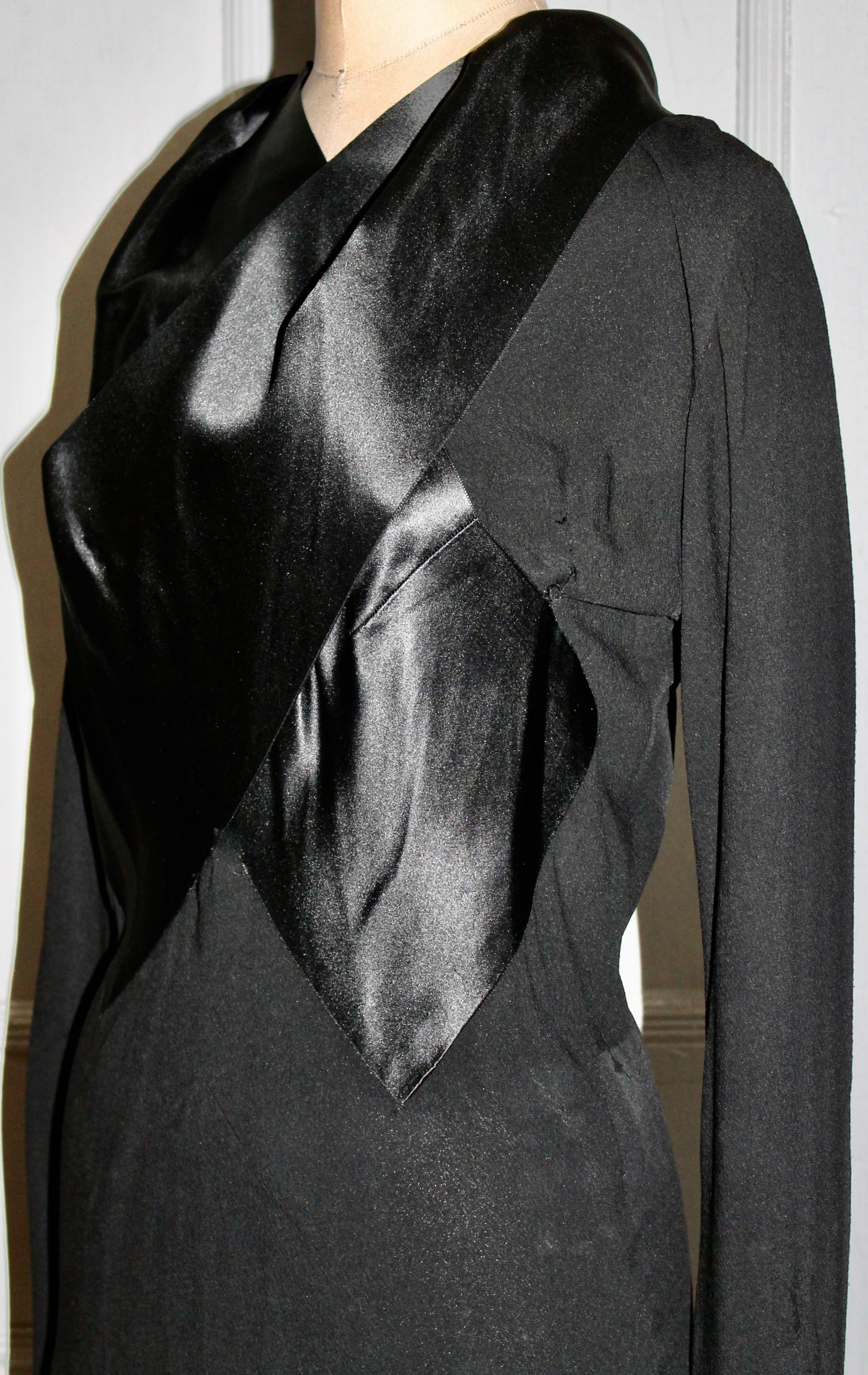 France Vramant Black Crepe Silk Evening Gown, 1930's Paris  For Sale 3