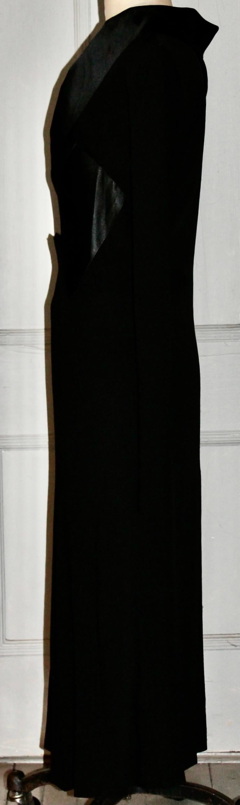 France Vramant Black Crepe Silk Evening Gown, 1930's Paris  For Sale 4