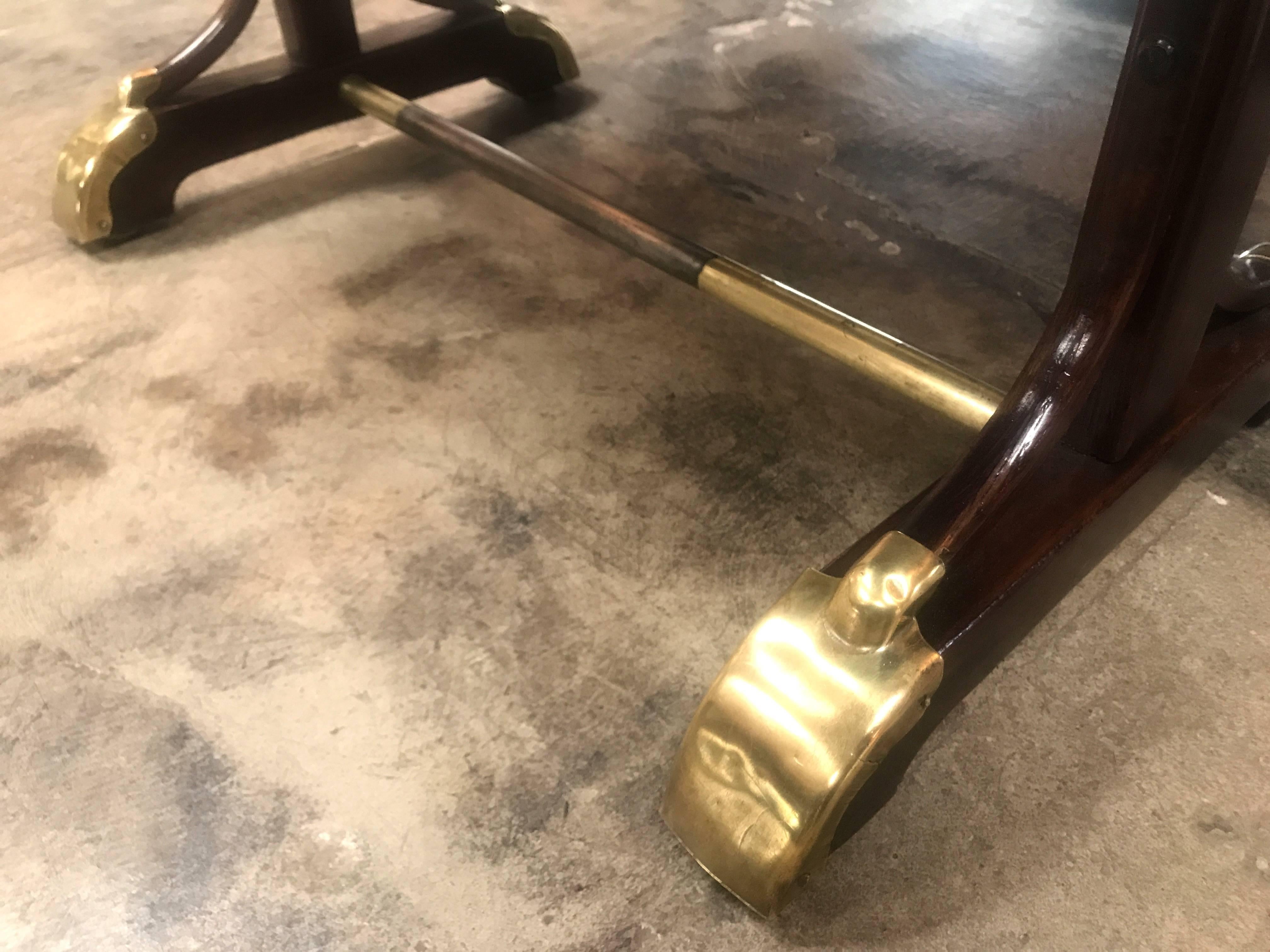 Mid-20th Century France Writing Table 1940s with Brass Feet