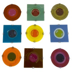 Frances and Michael Higgins Large Square and Round Multi Colored Rondelays Lot