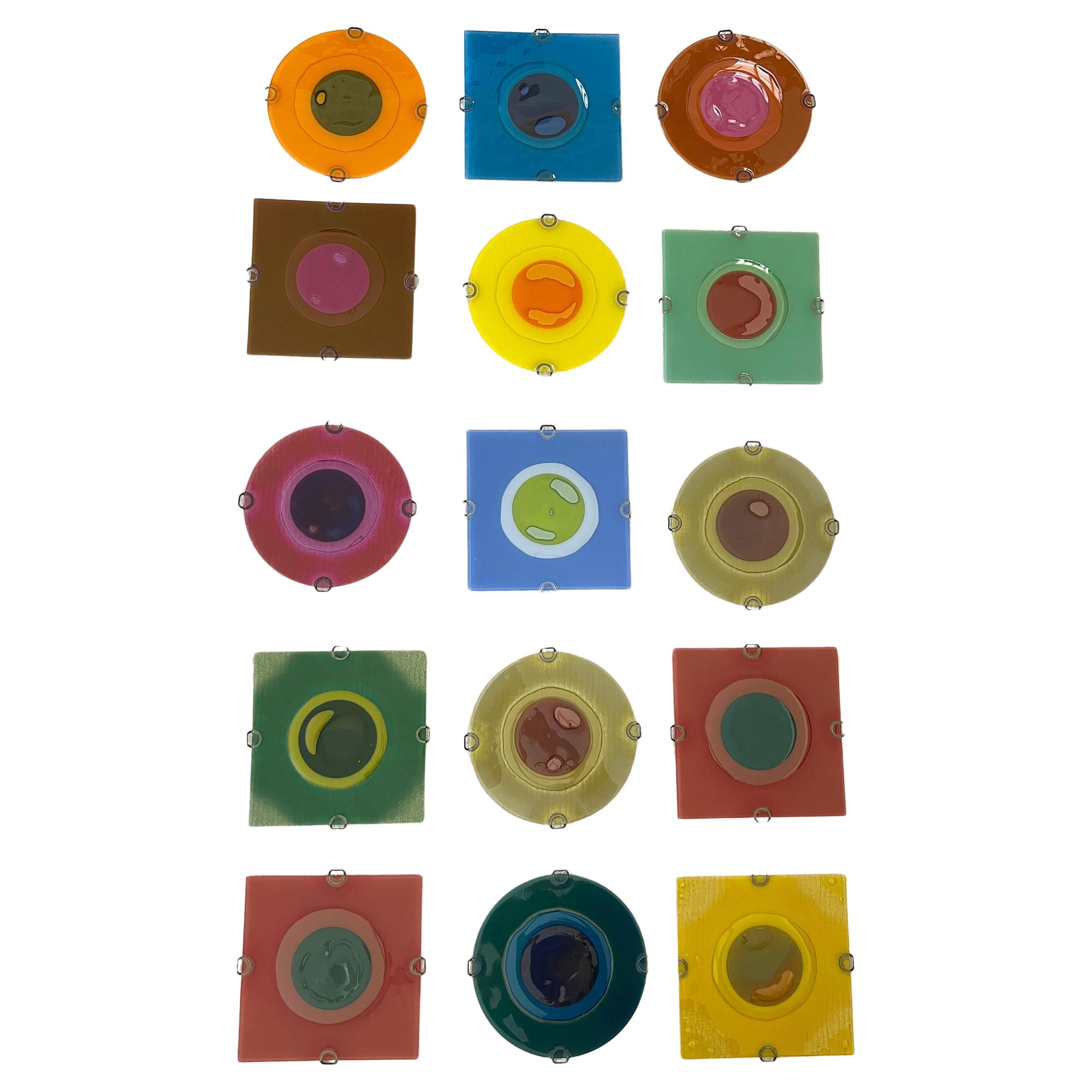 Frances and Michael Higgins Large Square and Round Multi Colored Rondelays Lot In Good Condition In Palm Springs, CA