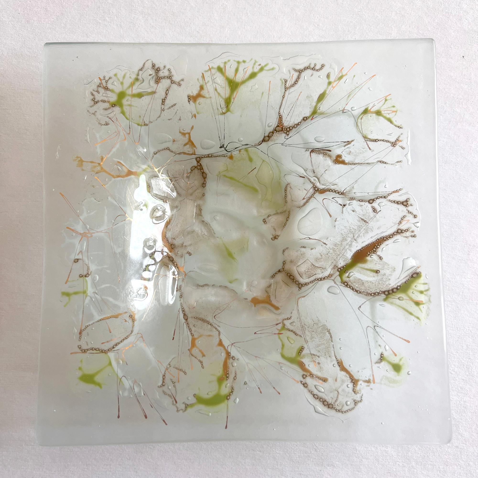 Américain Plateau en verre transparent vert tilleul du Studio Abstract Art de Frances & Greene Higgins en vente