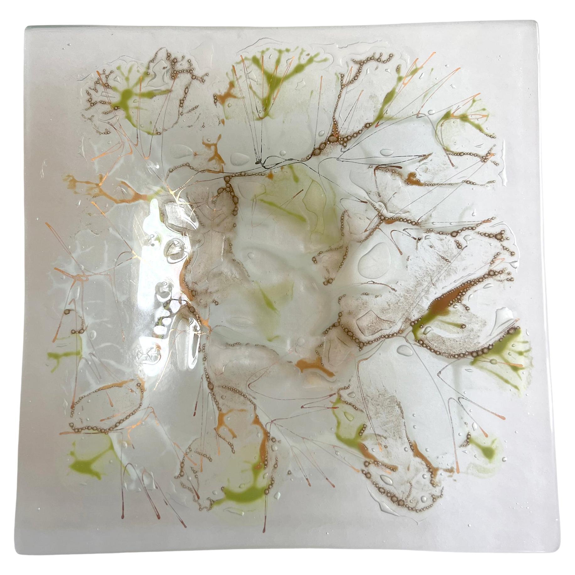 Plateau en verre transparent vert tilleul du Studio Abstract Art de Frances & Greene Higgins