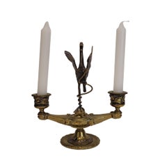 Frances August - Maximilien Delafontaine "Heron with Snake" ormolu candelabra