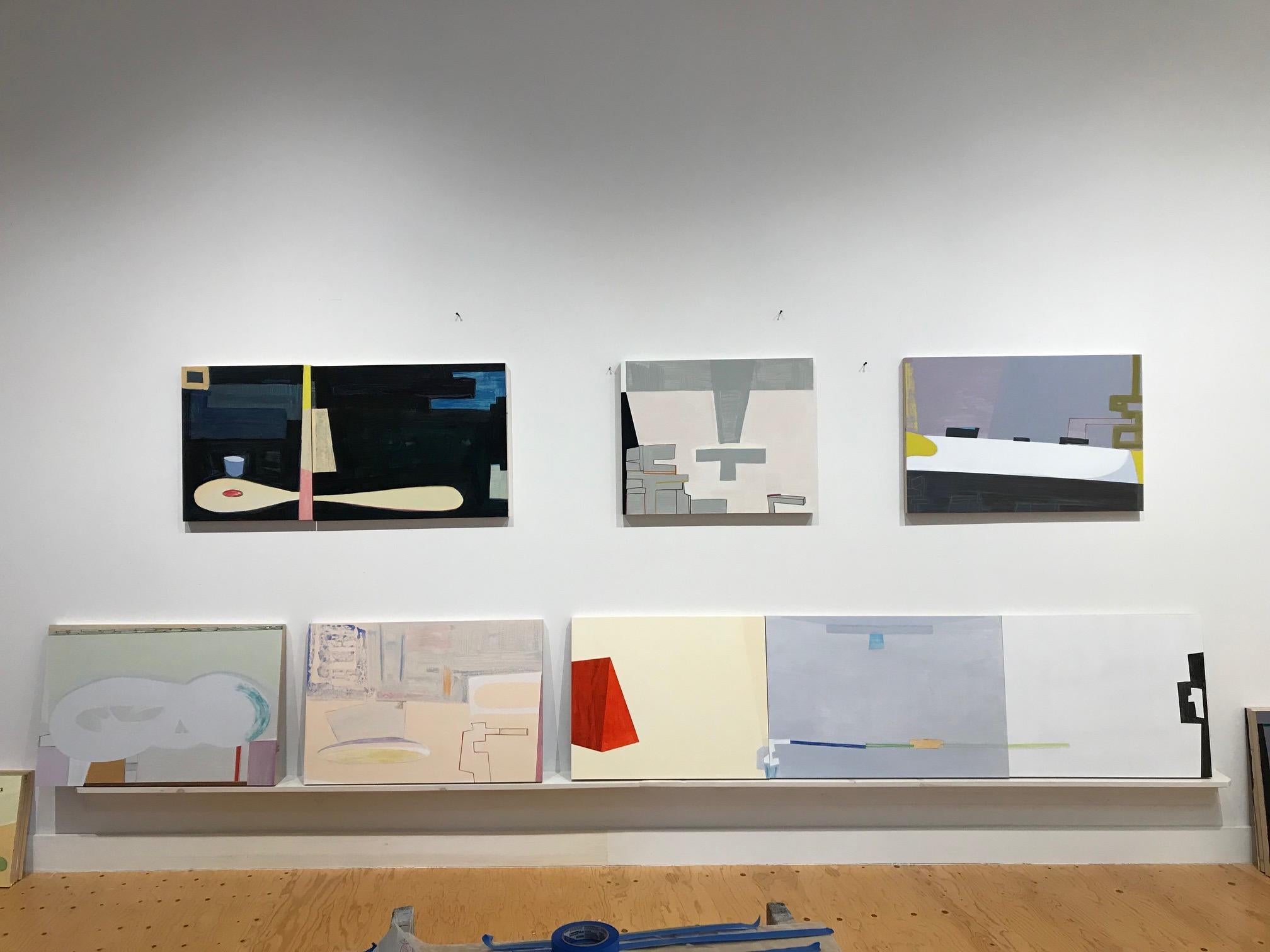The COM painting are a series of five paintings on panels created in 2011-12. Those panels are meant to be read in a cinematic way from left to right as the light changes in each work, indicating a progression of time from early morning to late in