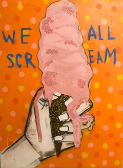 We All Scream - Frances Berry - Acrylic, Charcoal, and Glitter on Canvas, 2020