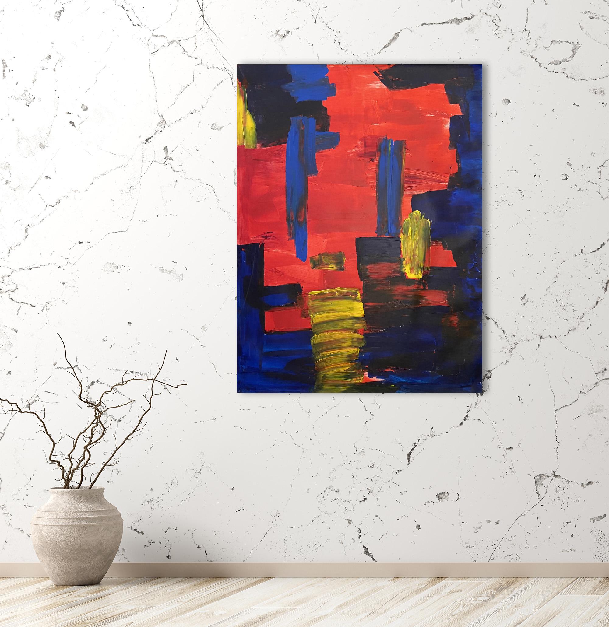 ‘Untitled’ Contemporary Large  Colorful Abstract acrylic by Frances - Painting by Frances Bildner