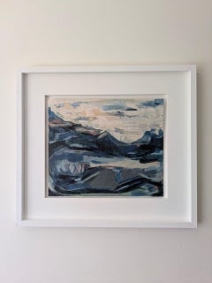 Pintura acrílica británica abstracta contemporánea de paisaje marino - Persiguiendo al viento