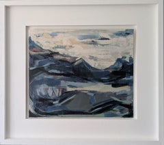 Pintura acrílica británica abstracta contemporánea de paisaje marino - Persiguiendo al viento