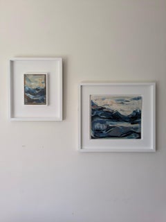 Mini pintura acrílica abstracta contemporánea de un paisaje marino - Contemplar la belleza