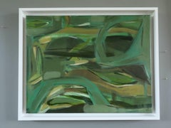 Contemporary Modernist Original Abstract Acrylic Painting - Resting in Green