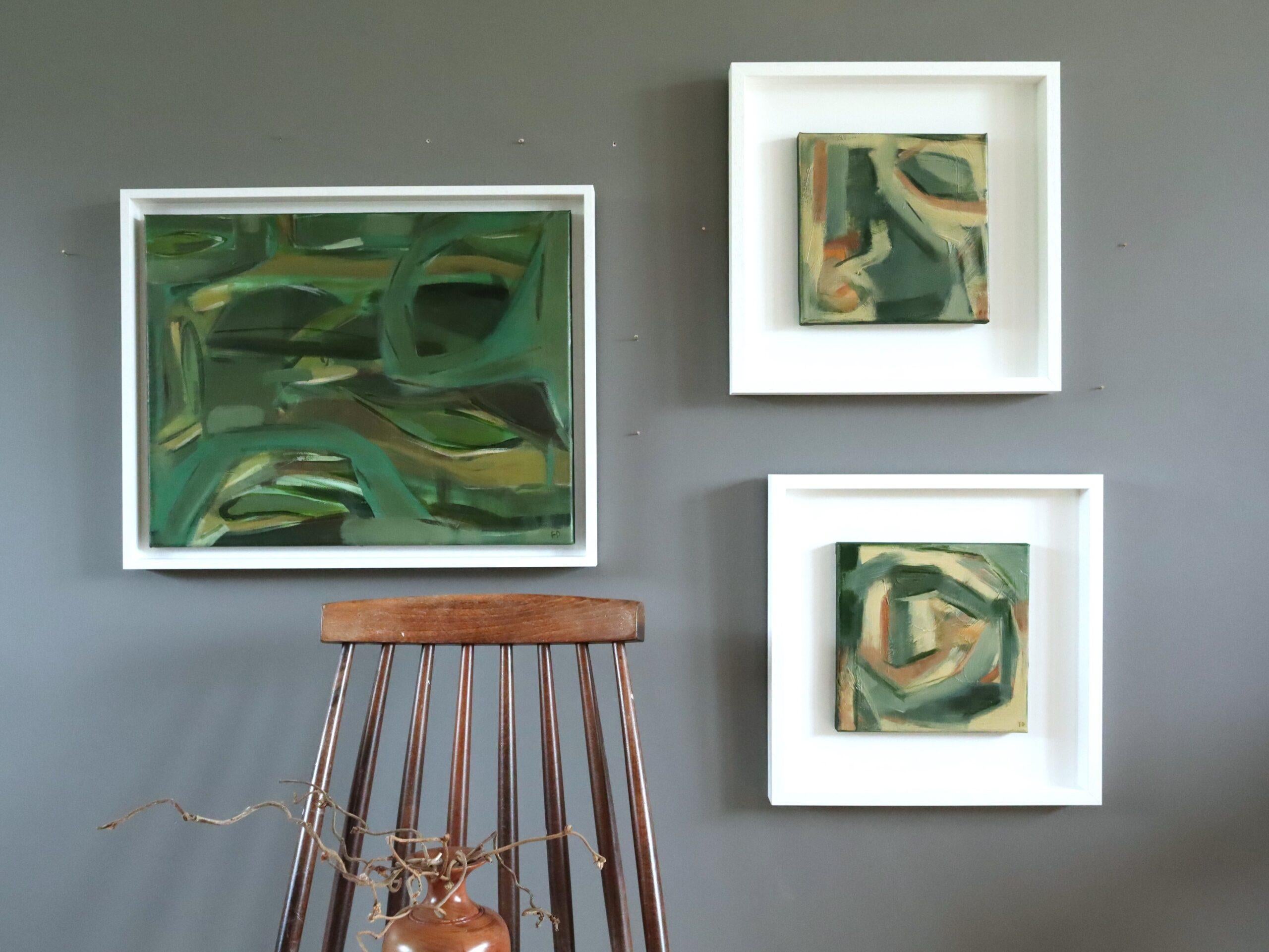 Contemporary Modernist Original Abstract Acrylic Painting - Resting in Green For Sale 1