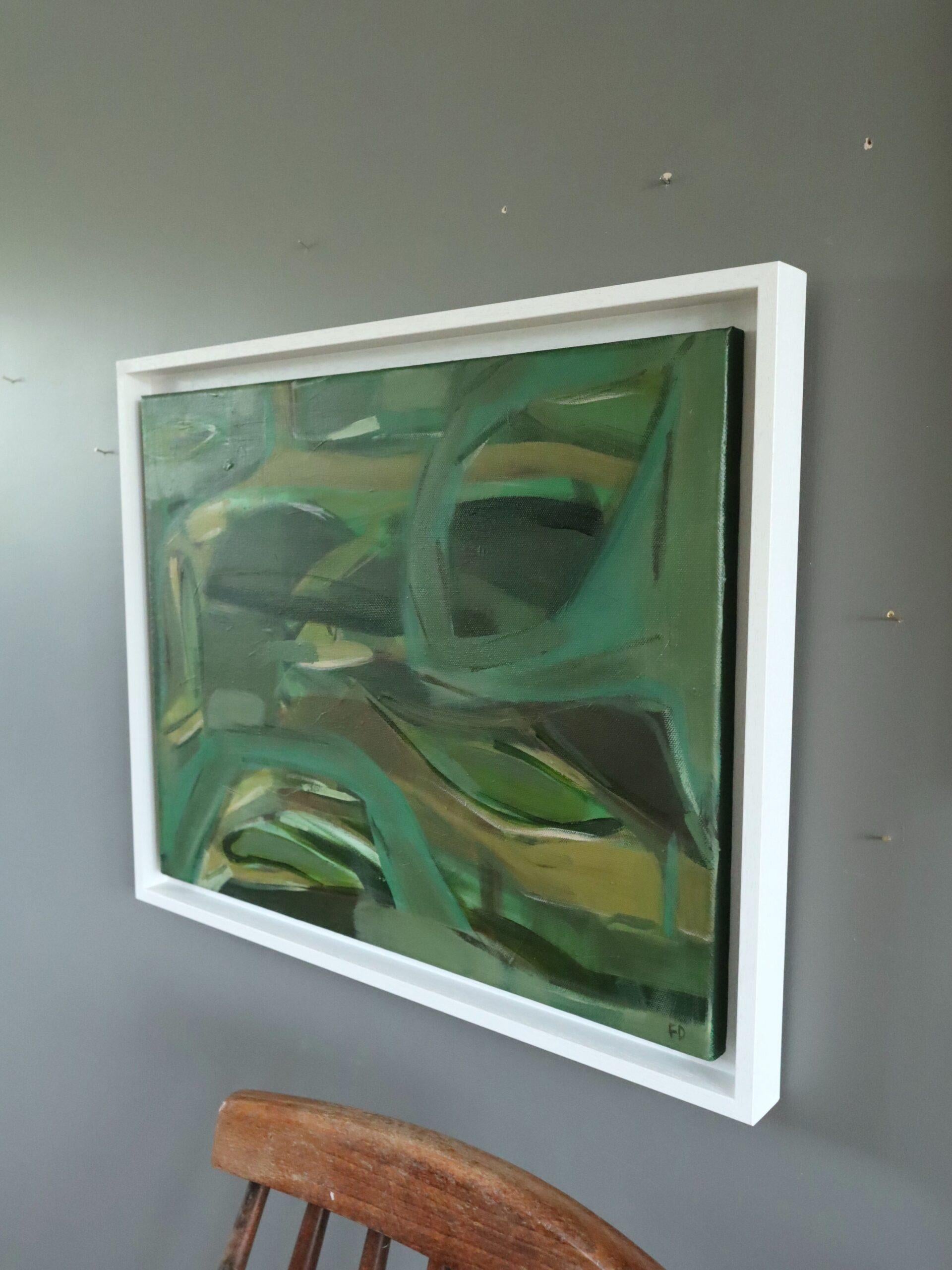 Contemporary Modernist Original Abstract Acrylic Painting - Resting in Green For Sale 3