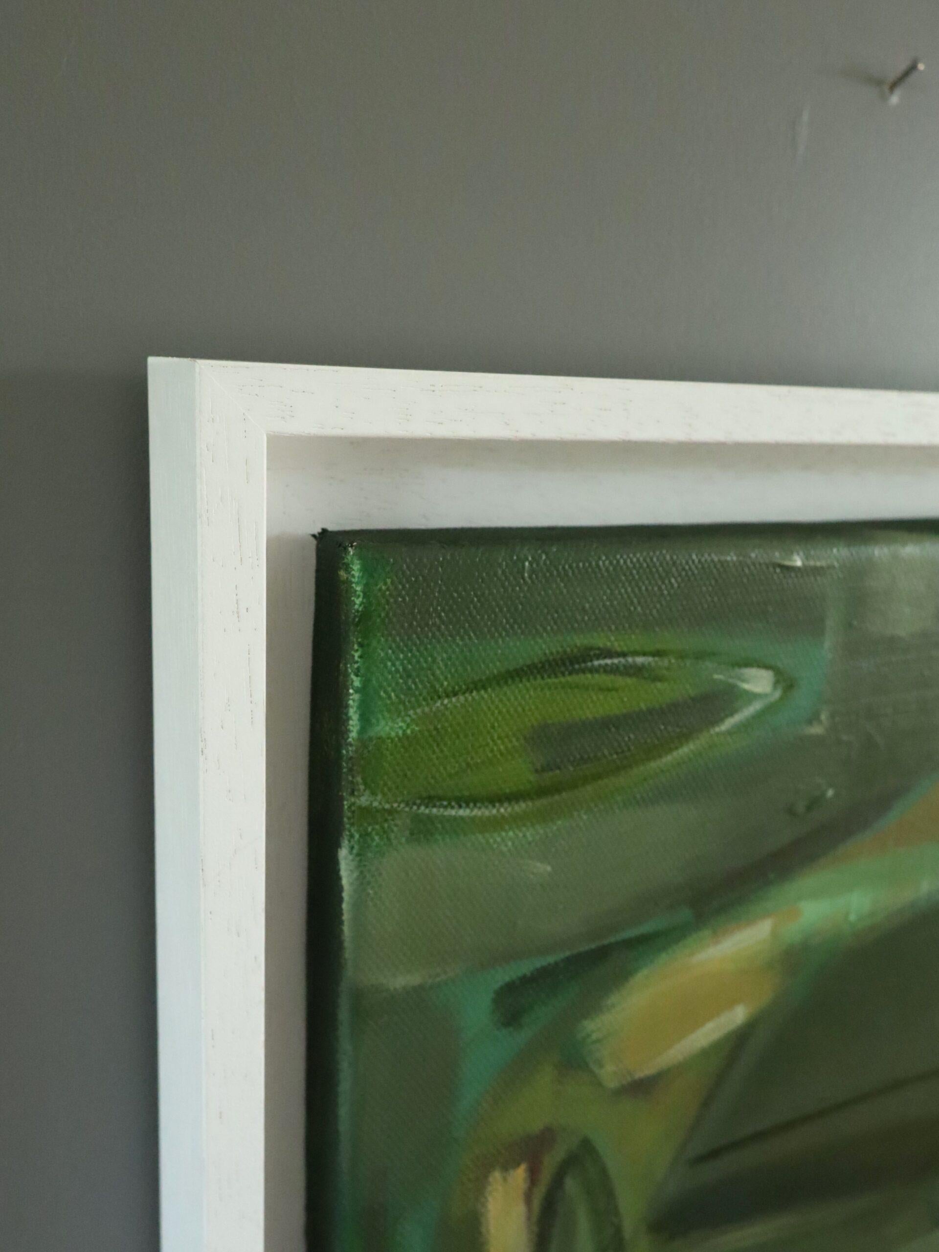 Contemporary Modernist Original Abstract Acrylic Painting - Resting in Green For Sale 4
