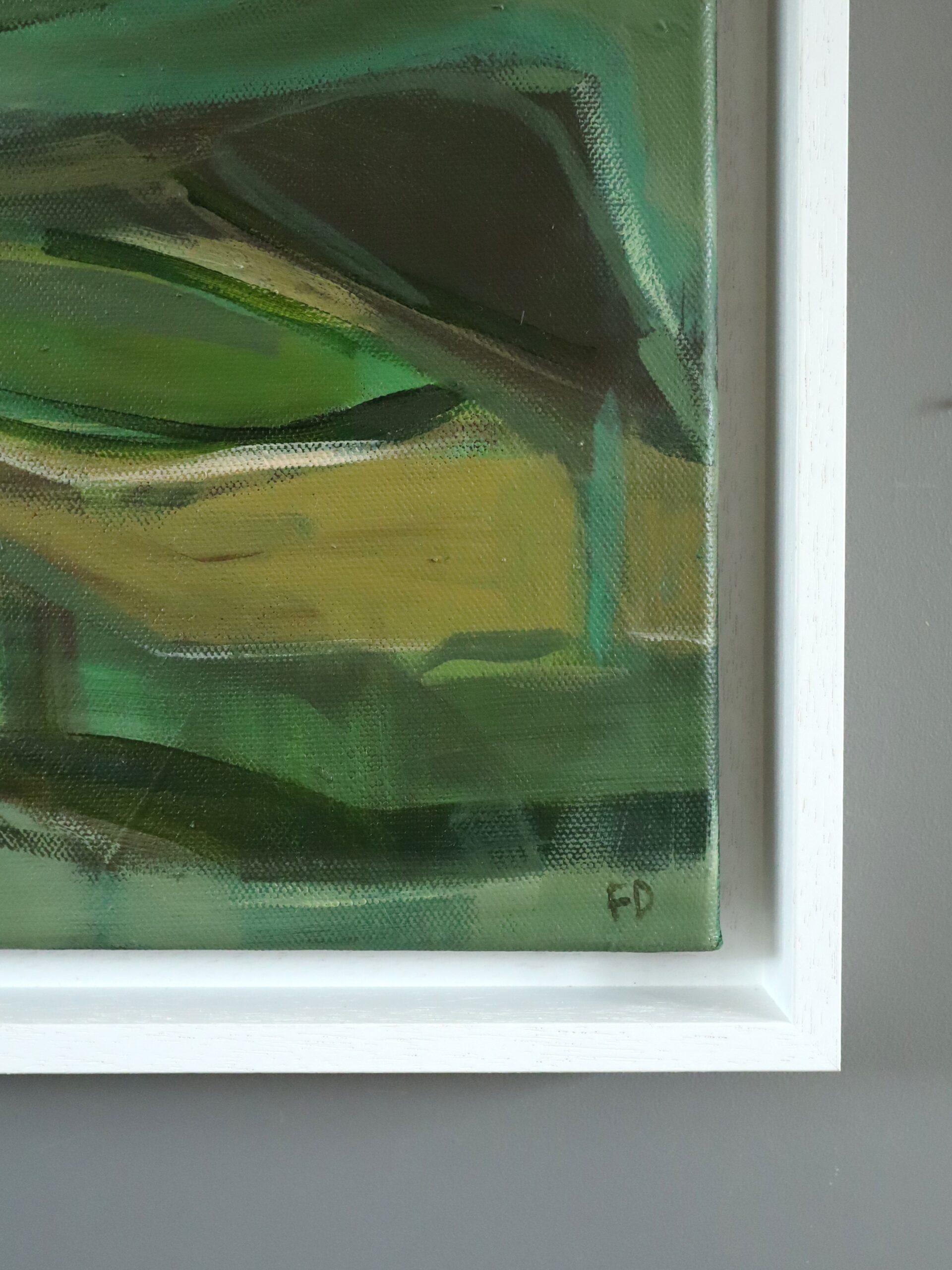Contemporary Modernist Original Abstract Acrylic Painting - Resting in Green For Sale 5