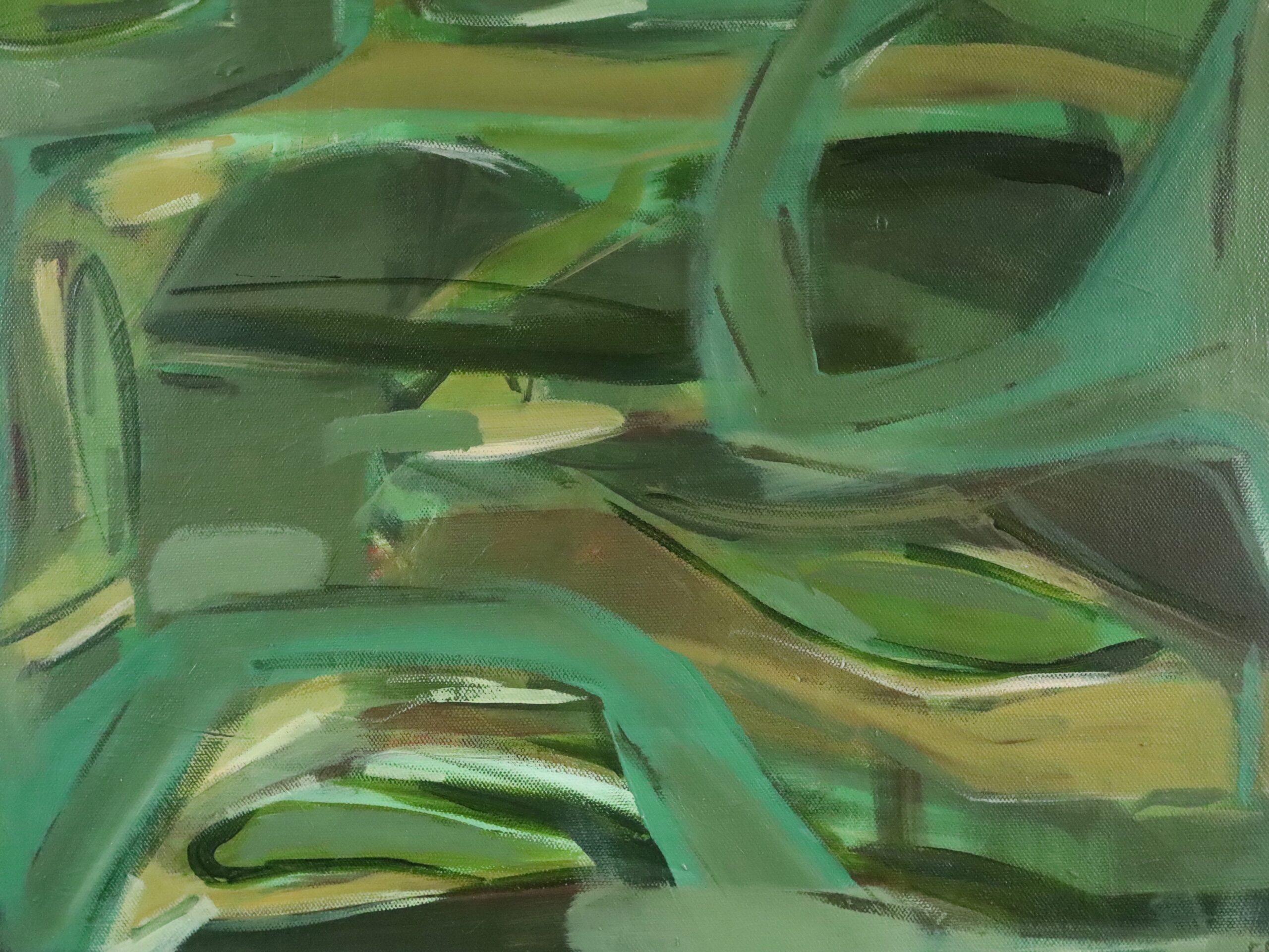 Contemporary Modernist Original Abstract Acrylic Painting - Resting in Green For Sale 6