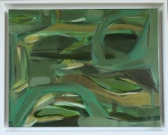 Contemporary Modernist Original Abstract Acrylic Painting - Resting in Green