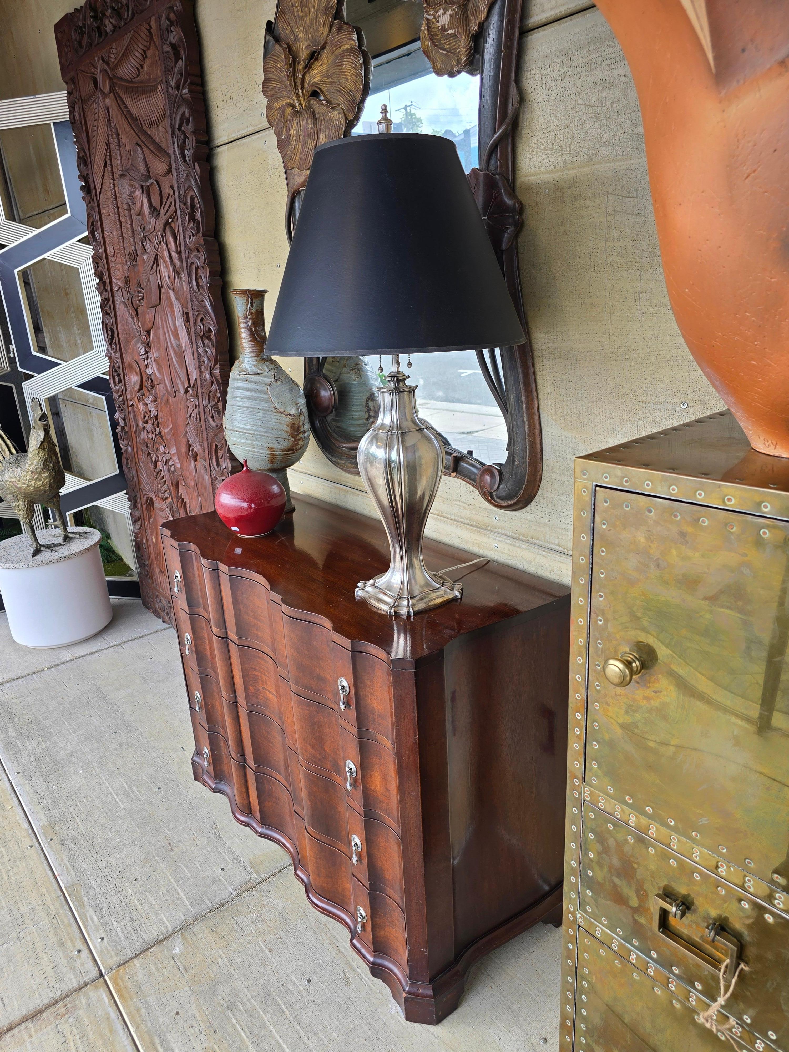 A refined and unusually rare block-front chest attributed to iconic American designer Frances Elkins, celebrated for her ability to fuse classical vocabulary with the crisp restraint of modernism. While most examples of this model were rendered in