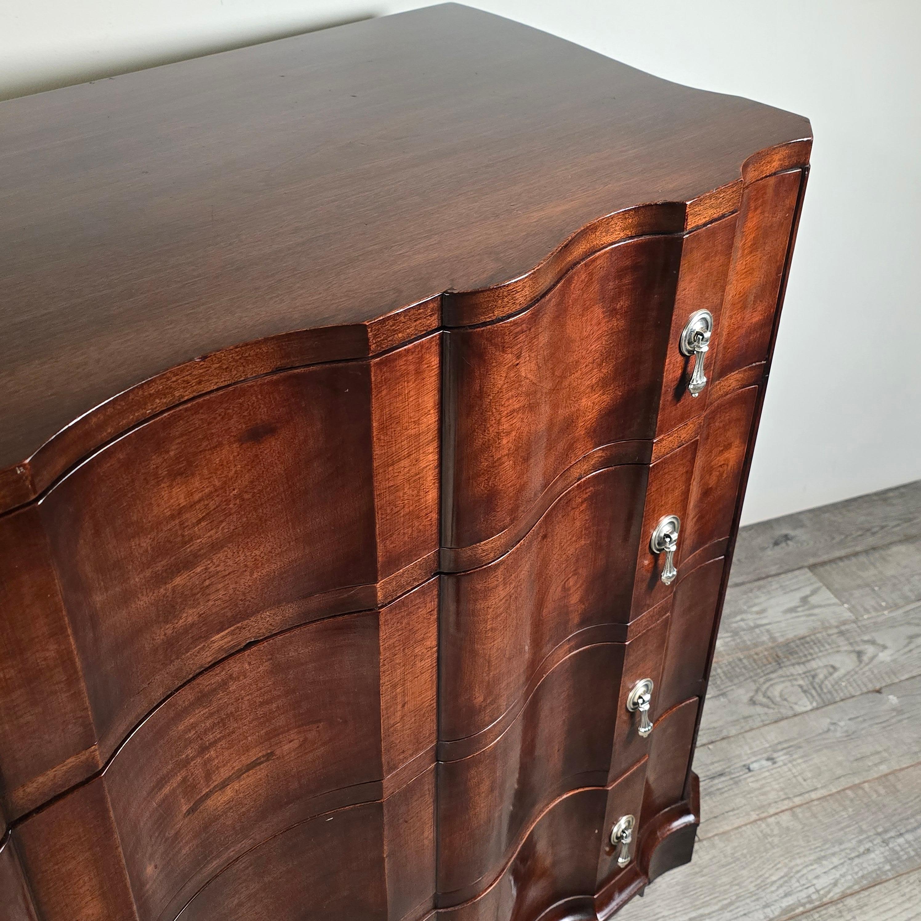 Frances Elkins Attributed Mahogany Block-Front Chest with Silverplate Pulls For Sale 2