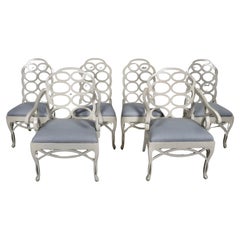 Vintage Frances Elkins Loop Chairs  Set of Six, Spain c 1960s
