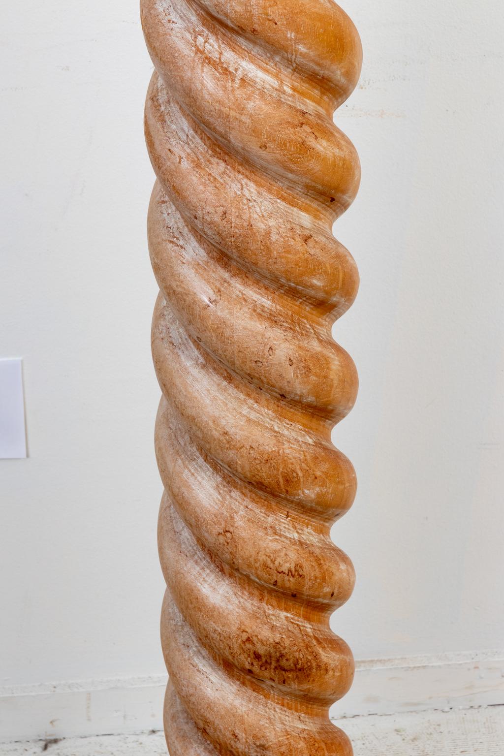 turned wooden floor lamp