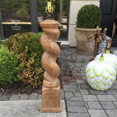 Frances Elkins Style Bleached Wood Turned Column Lamp with Limed Finish