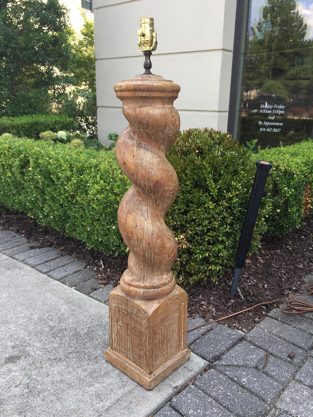 turned column wood lamp