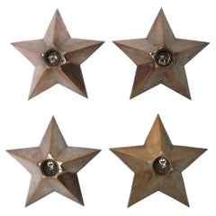 Frances Elkins Style Brass Star Sconces Circa 1930s Wall Lights 2 Pairs Availabl