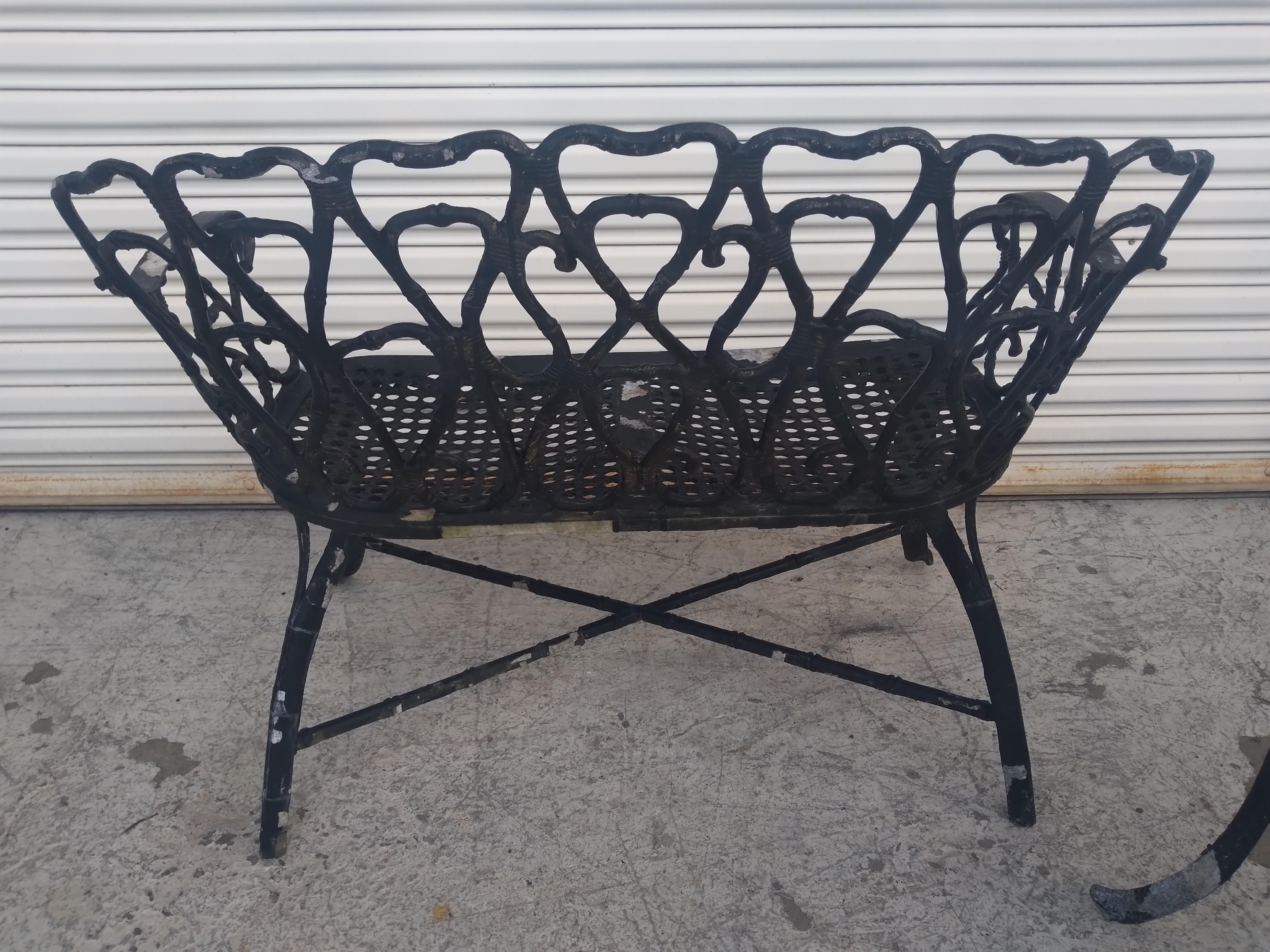Frances Elkins Style Cast Aluminum Benches In Good Condition For Sale In Pasadena, TX