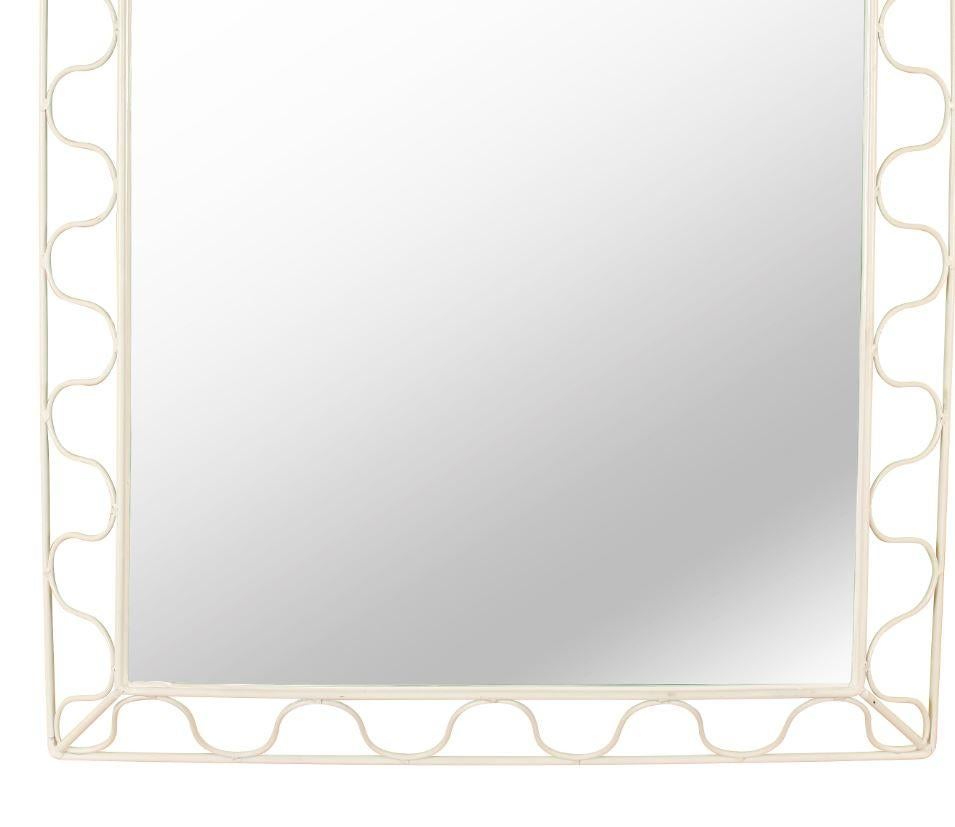 Hand-Painted Frances Elkins Style White Iron Mirror