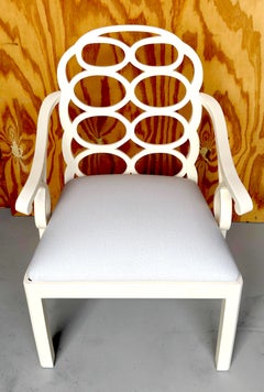 Frances Elkins Style White Lacquered Loop Armchair