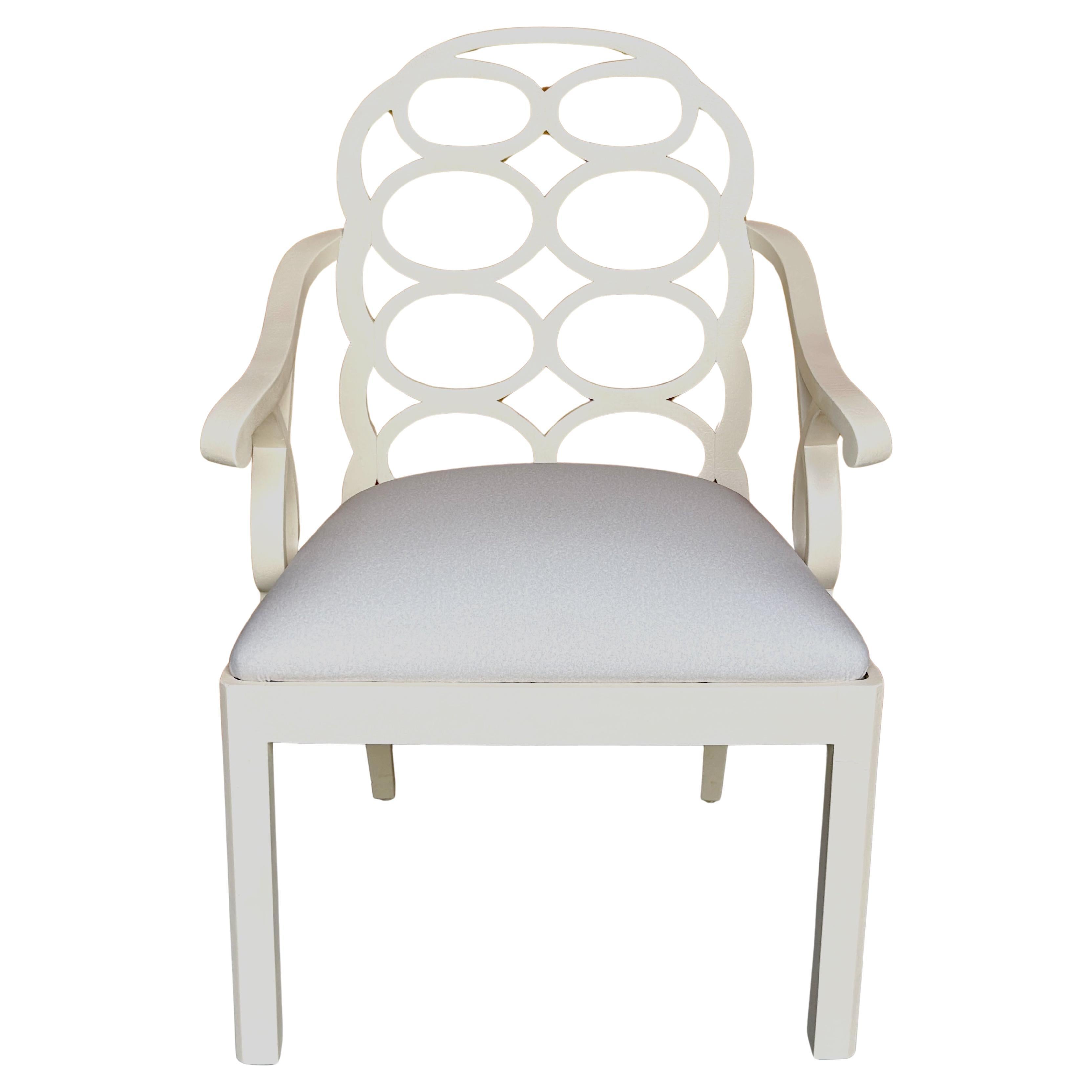 Frances Elkins Style White Lacquered Loop Armchair