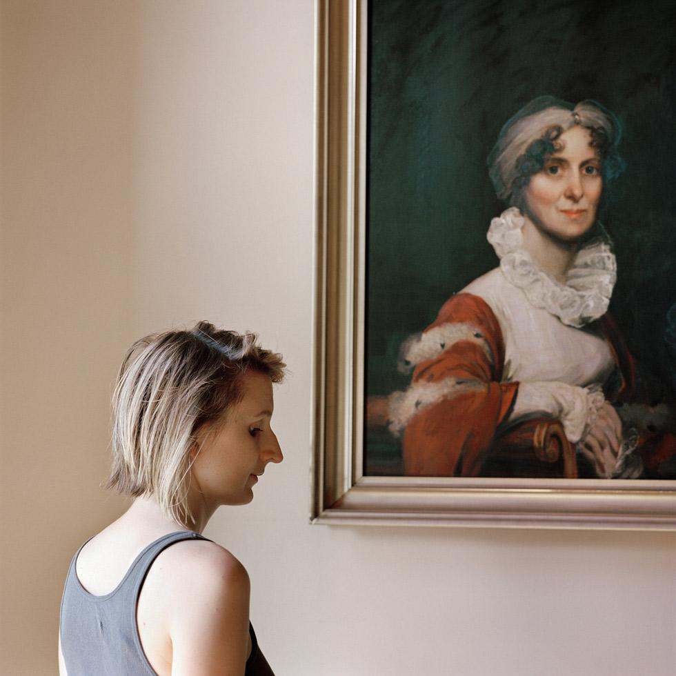 Edith, with a portrait of her ancestor